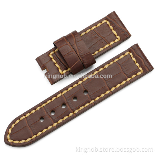 24mm Genuine Alligator Grain Leather watchbands wholesale leather for panerai wrist watch band